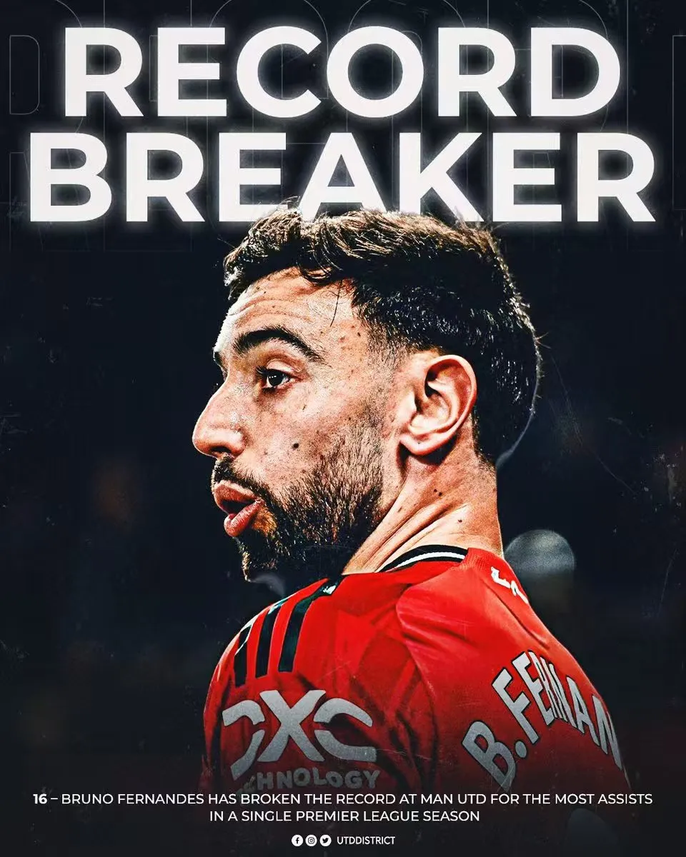 一号娱乐-16次助攻!B费创曼联队史单赛季助攻纪录